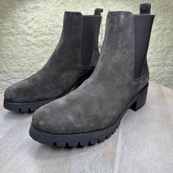 Joie Womens Size 9 Chelsea Army Boots Green Pull On Suede Lug Ankle Boots New - Picture 2 of 13